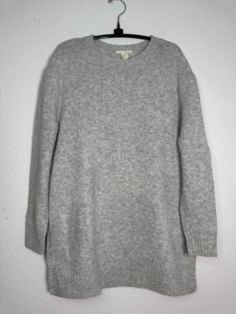 H&M Heather Gray Crewneck Oversized Knit Sweater, Size XS
